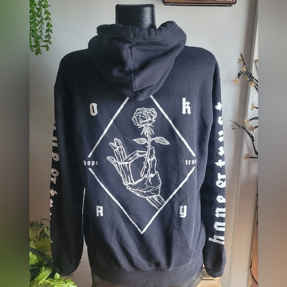H&M Divided Black "Hope & Trust" Pullover Hoodie M - Picture 6 of 7